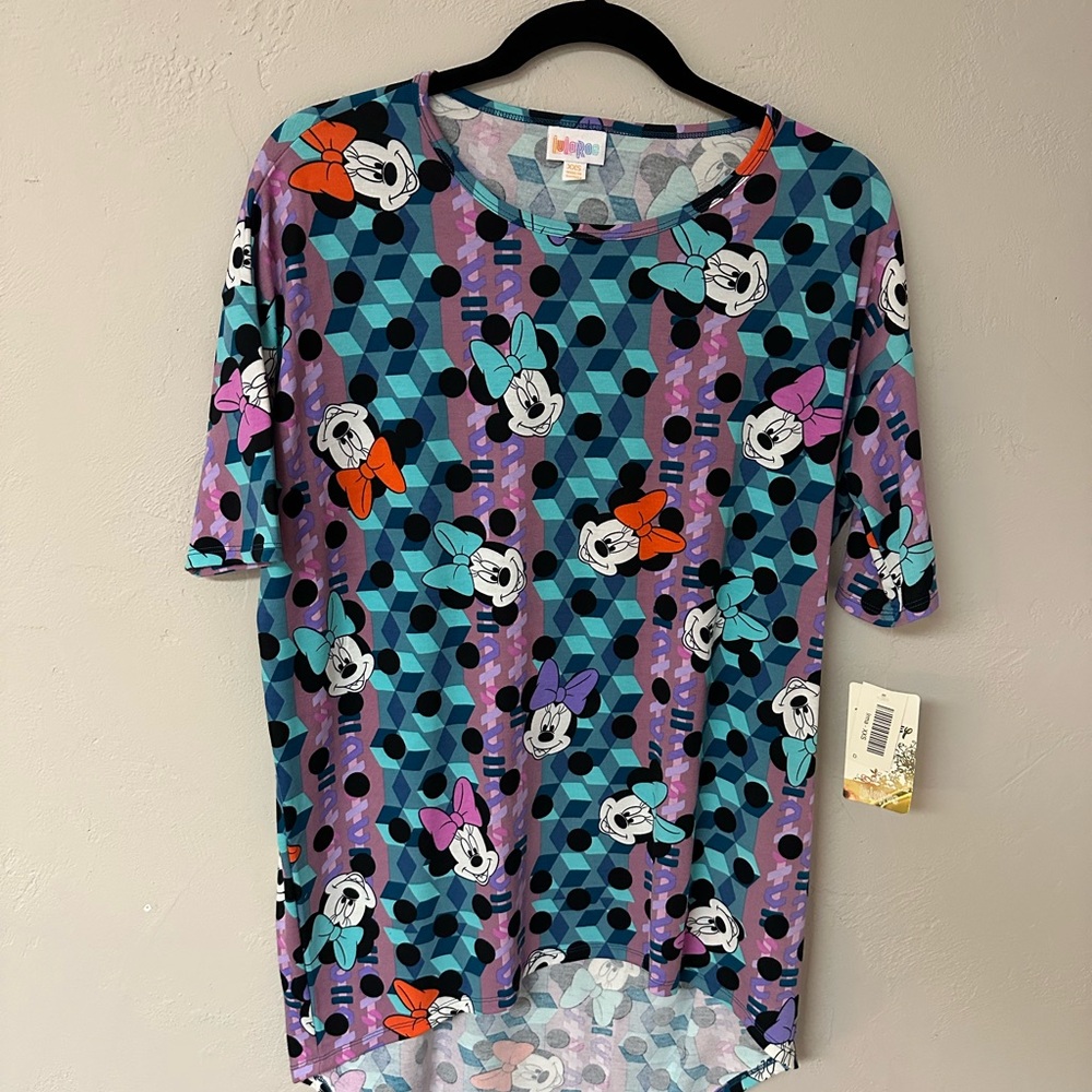 LuLaRoe Purple and Blue Graphic 3/4 Sleeve T-Shirt
